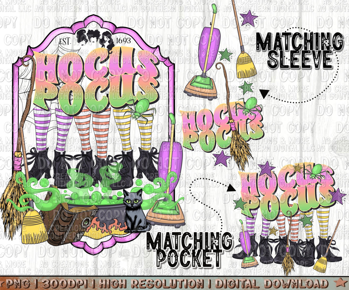 Funny Witches' socks Pocket, Sleeve Set Digital Download PNG