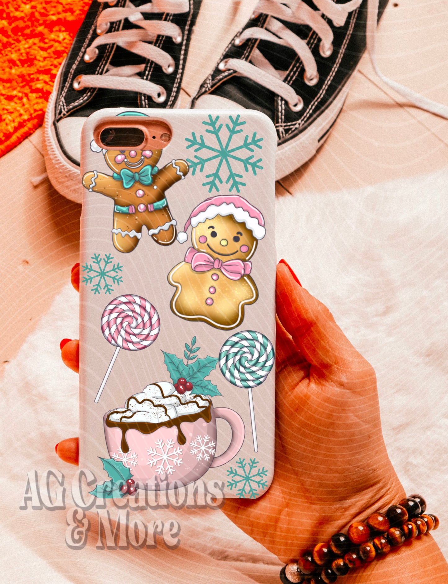 Gingerbread Kisses Phone Wrap Digital Download