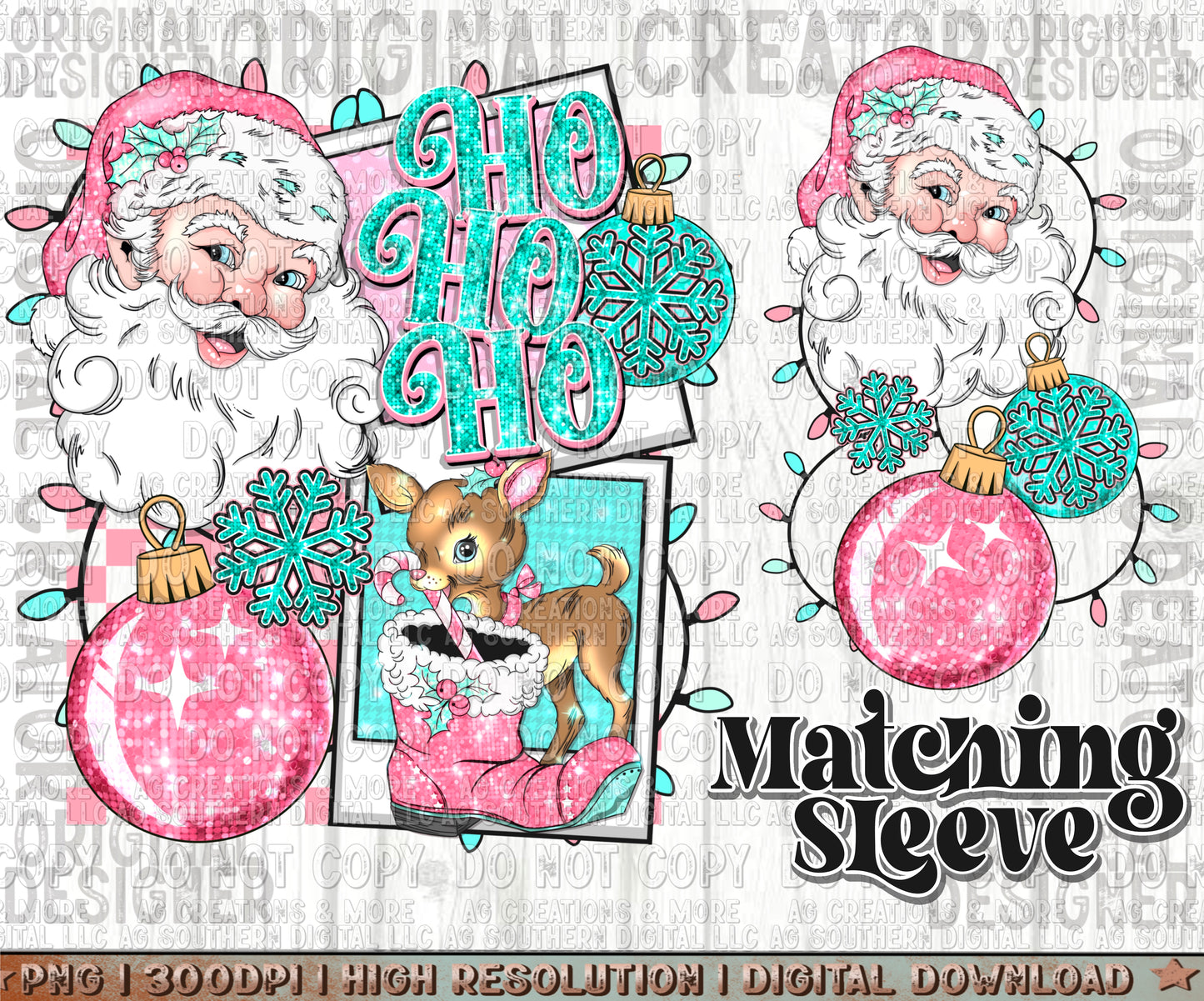 Christmas Hohoho Santa Sleeve Set Digital Download PNG