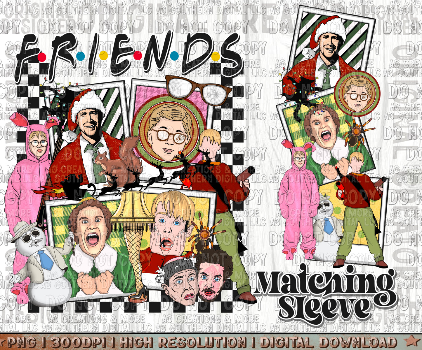 Friends Christmas Sleeve Set Digital Download PNG