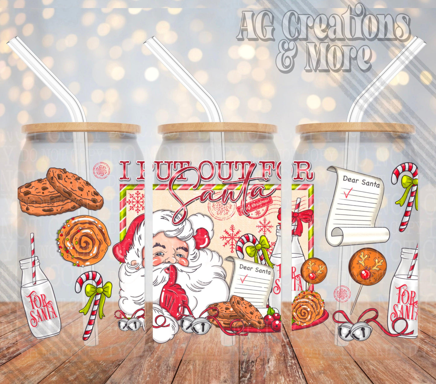 I Put Out For Santa Christmas 16oz Glass Digital File