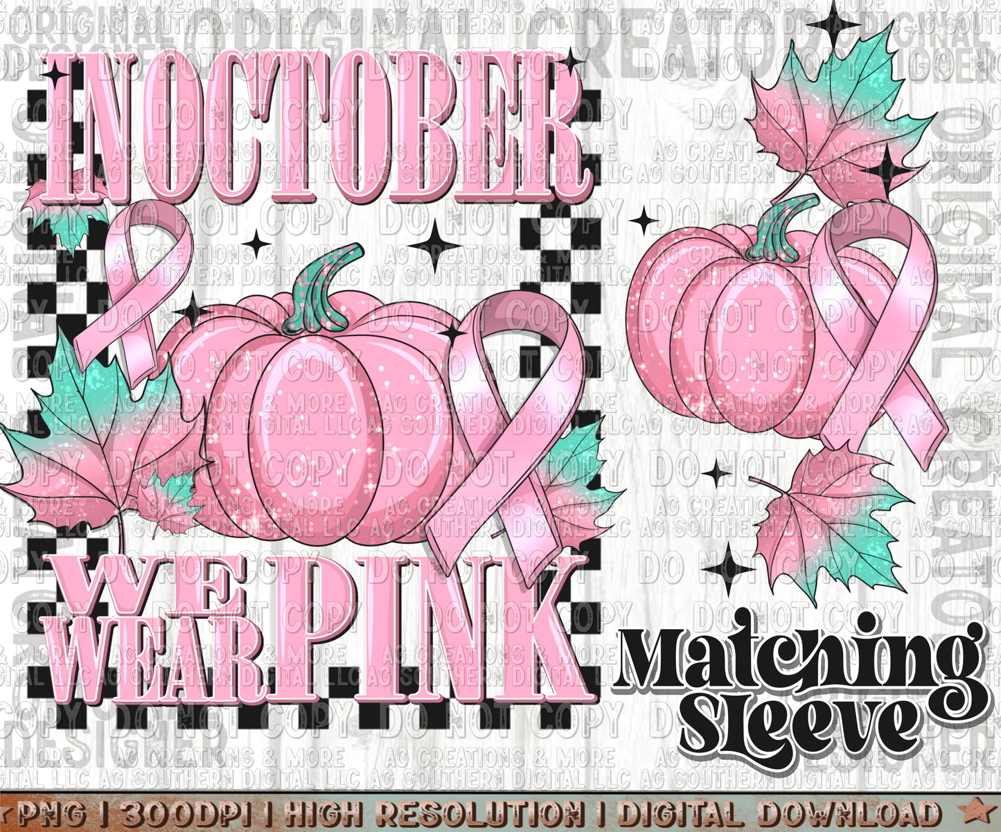 In Oct. We Wear PINK Sleeve Set Digital Download PNG