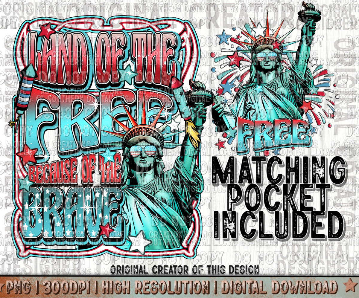 Land of the Free Pocket Set Digital Download PNG