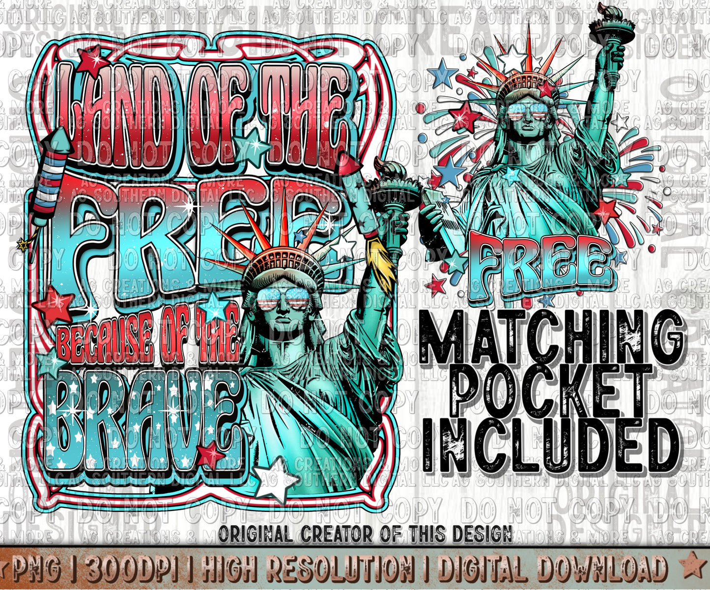 Land of the Free Pocket Set Digital Download PNG