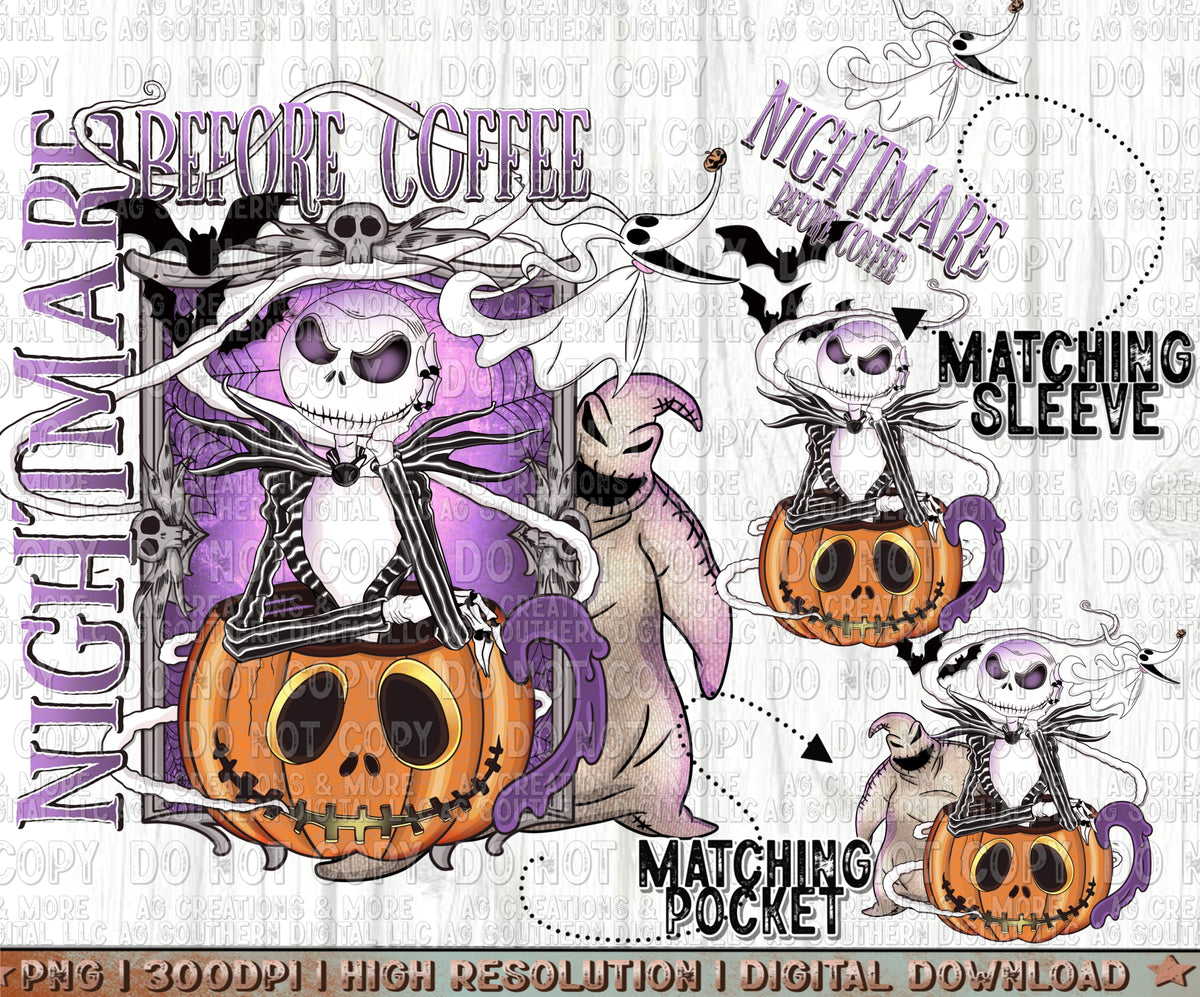 Spooky Skeleton Pocket, Sleeve Set Digital Download PNG