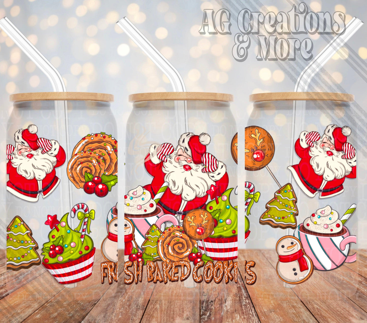 Fresh Baked Cookies Christmas 16oz Glass Digital File