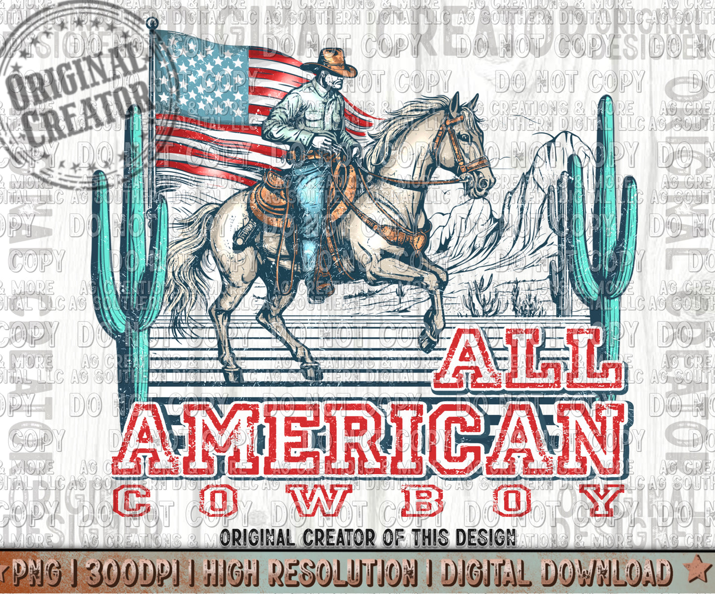 All American Cowboy Digital Download PNG
