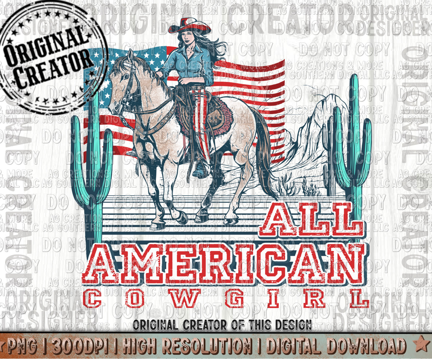 All American Cowgirl Digital Download PNG