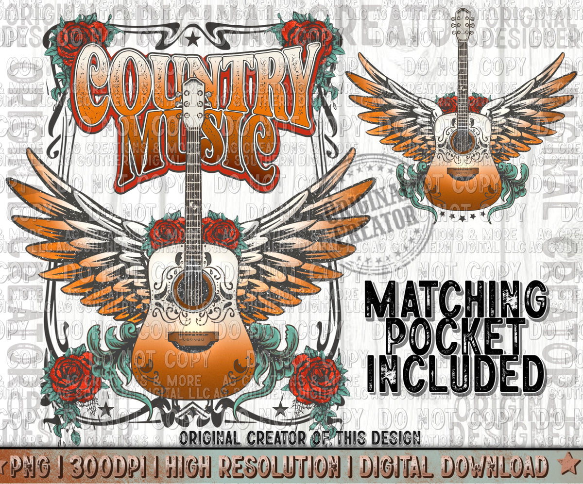 Country Music Pocket Set Digital Download PNG