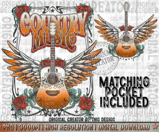 Country Music Pocket Set Digital Download PNG