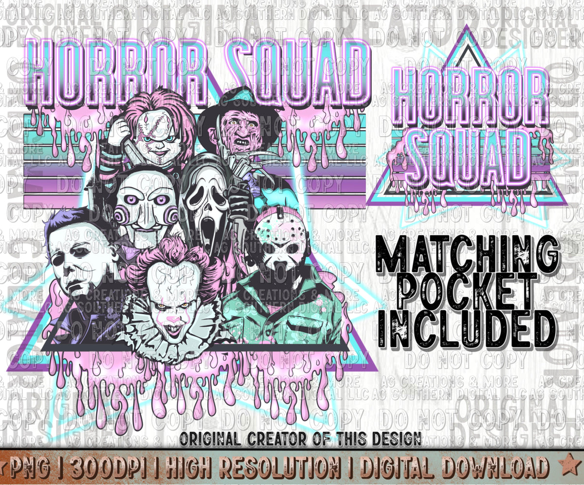 Retro Horror Squad Pocket Set PNG Digital Download