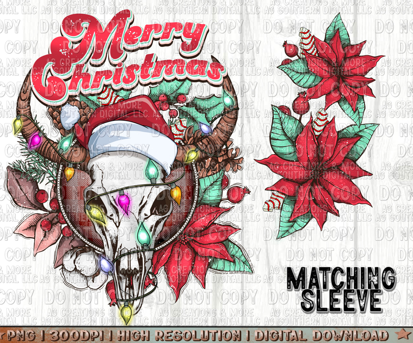 Merry Christmas Boho Sleeve Set Digital Download PNG