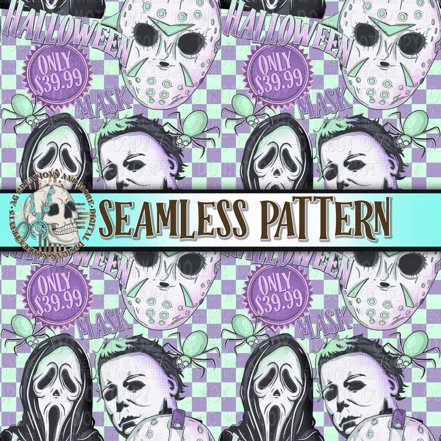 Halloween Mask Seamless Pattern