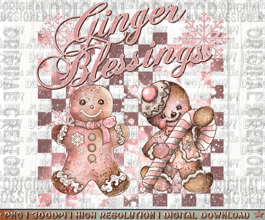 Christmas Ginger Blessings Digital Download PNG