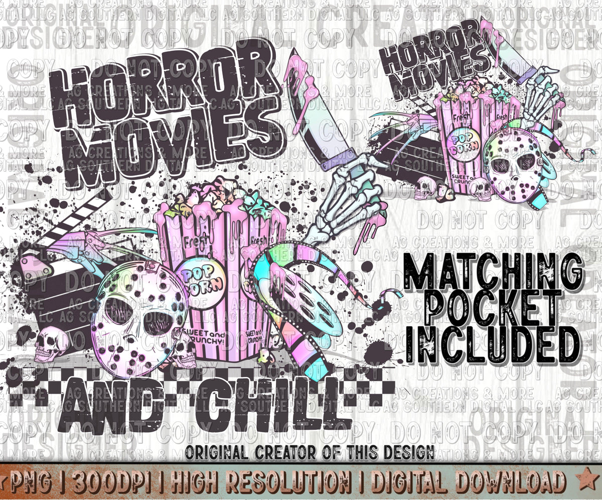 Horror Movies and Chill Pocket Set Digital Download PNG