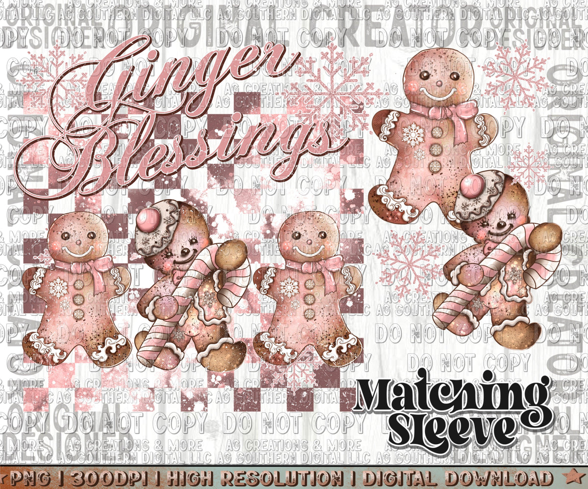 Ginger Blessings Christmas Sleeve Set Digital Download PNG