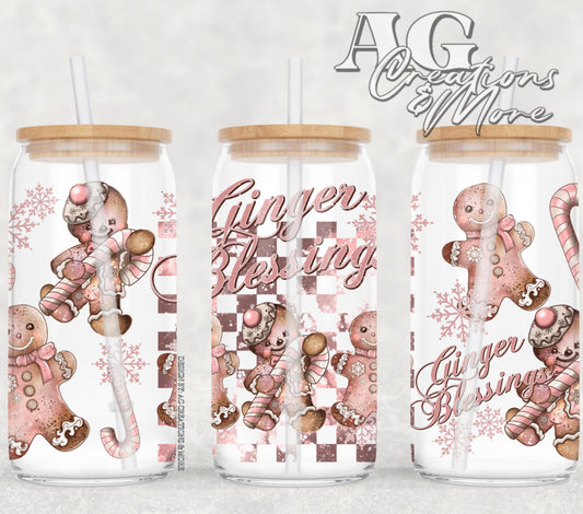 Ginger Blessings Christmas 16oz Glass Digital File