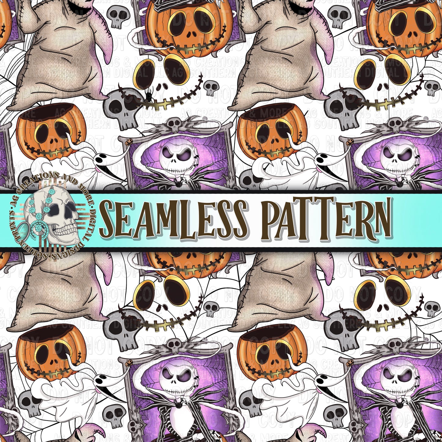 Spooky Skeleton Seamless Pattern