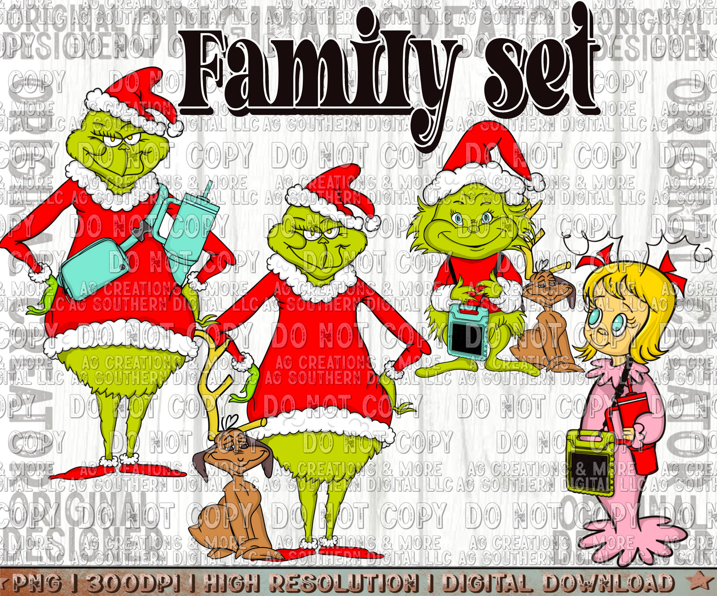Family Set Green Family Digital Download PNG