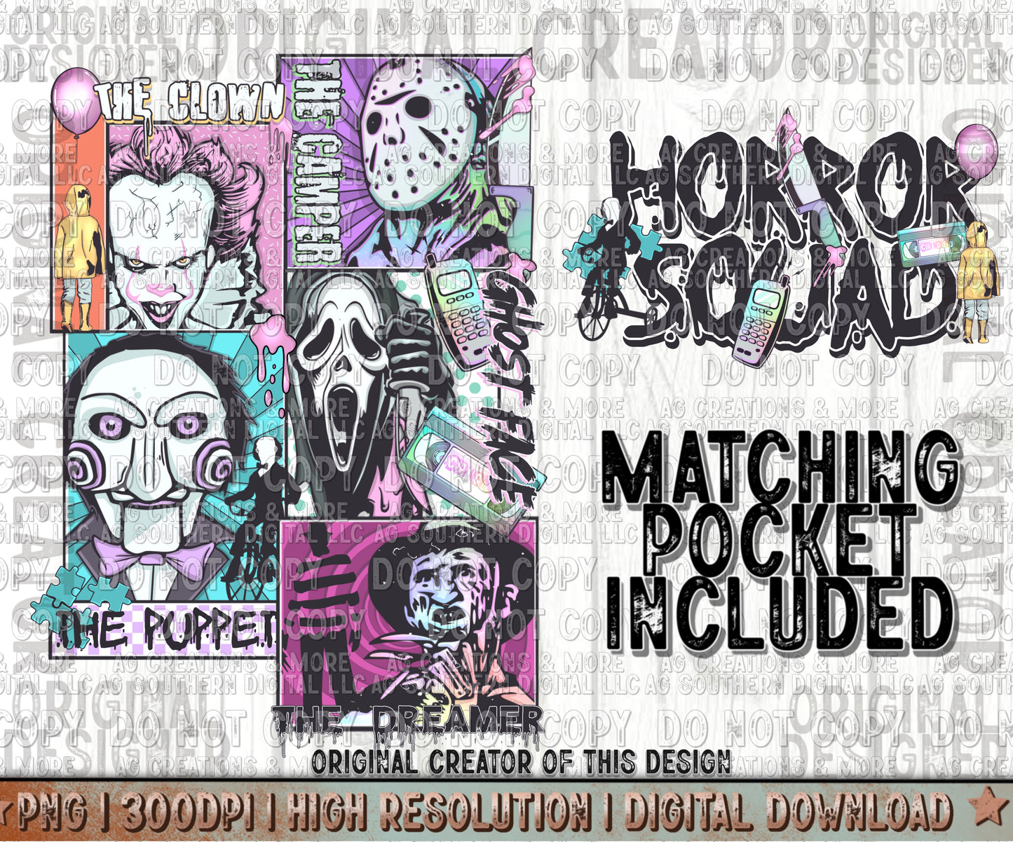 Horror Squad Pocket Set Digital Download PNG