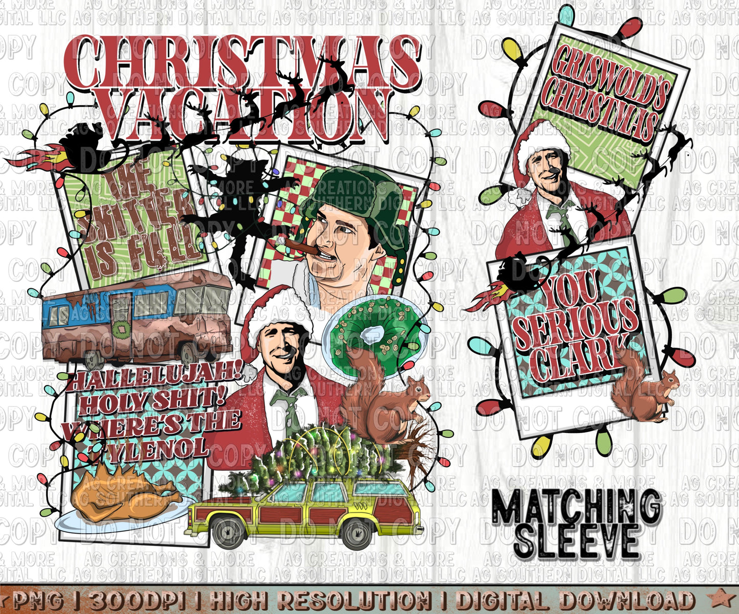 Christmas Vacation Sleeve Set Digital Download PNG