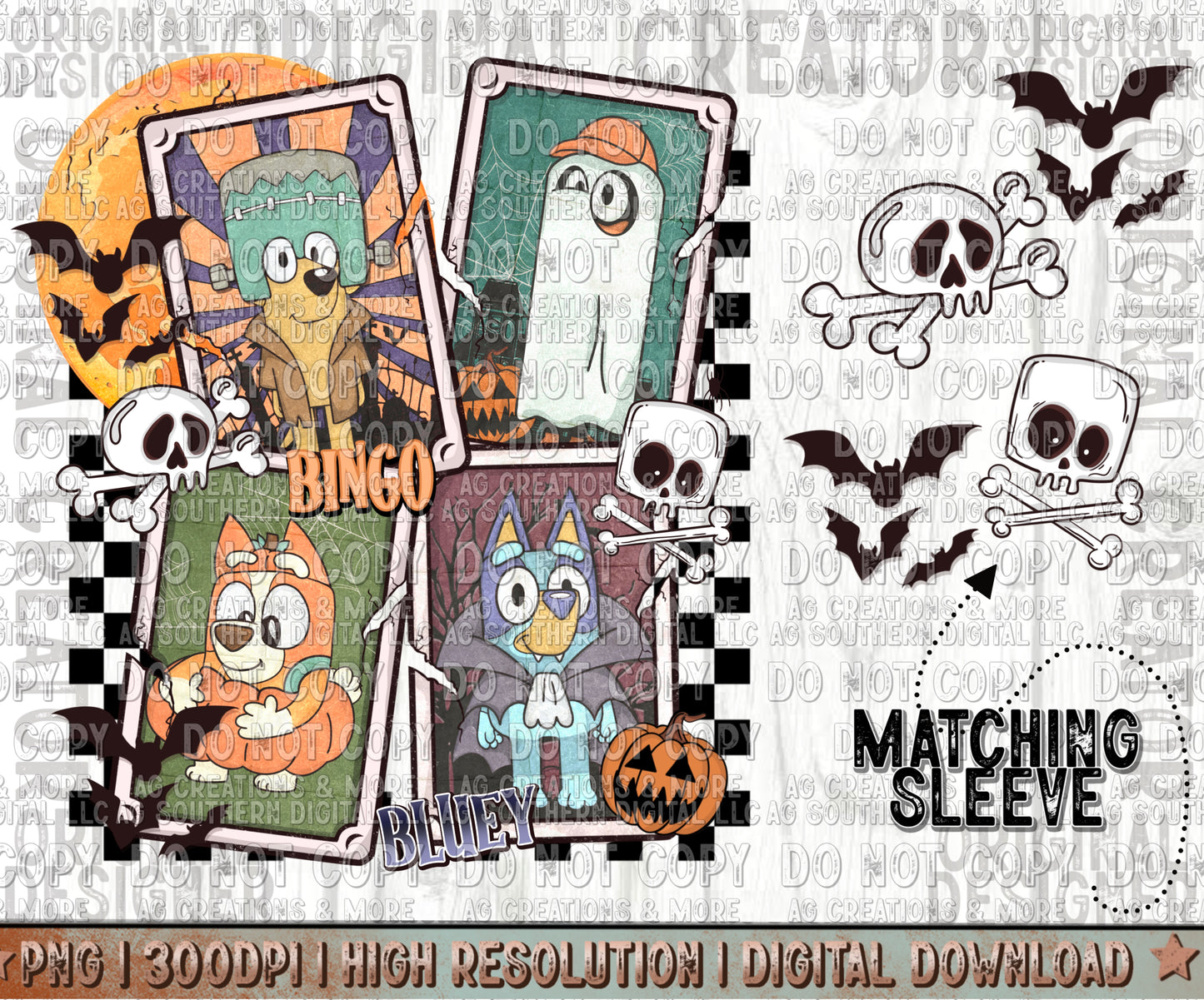 Halloween Puppies Sleeve set Digital Download PNG