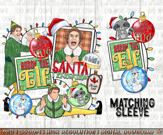 Elf Santa I Know Him Christmas Sleeve Set Digital Download PNG