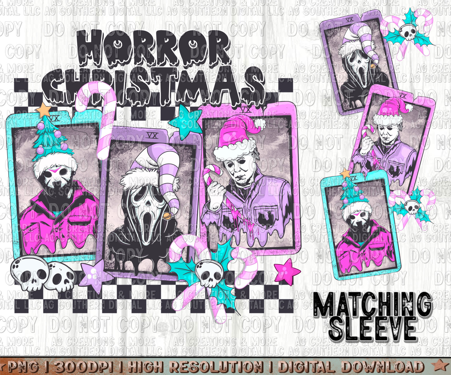Horror Xmas Sleeve set Digital Download PNG