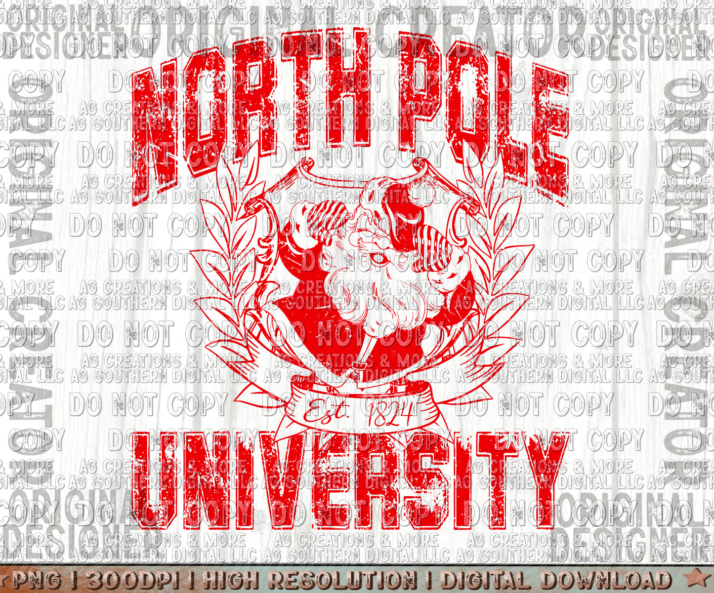 North Pole University Single Color Digital Download