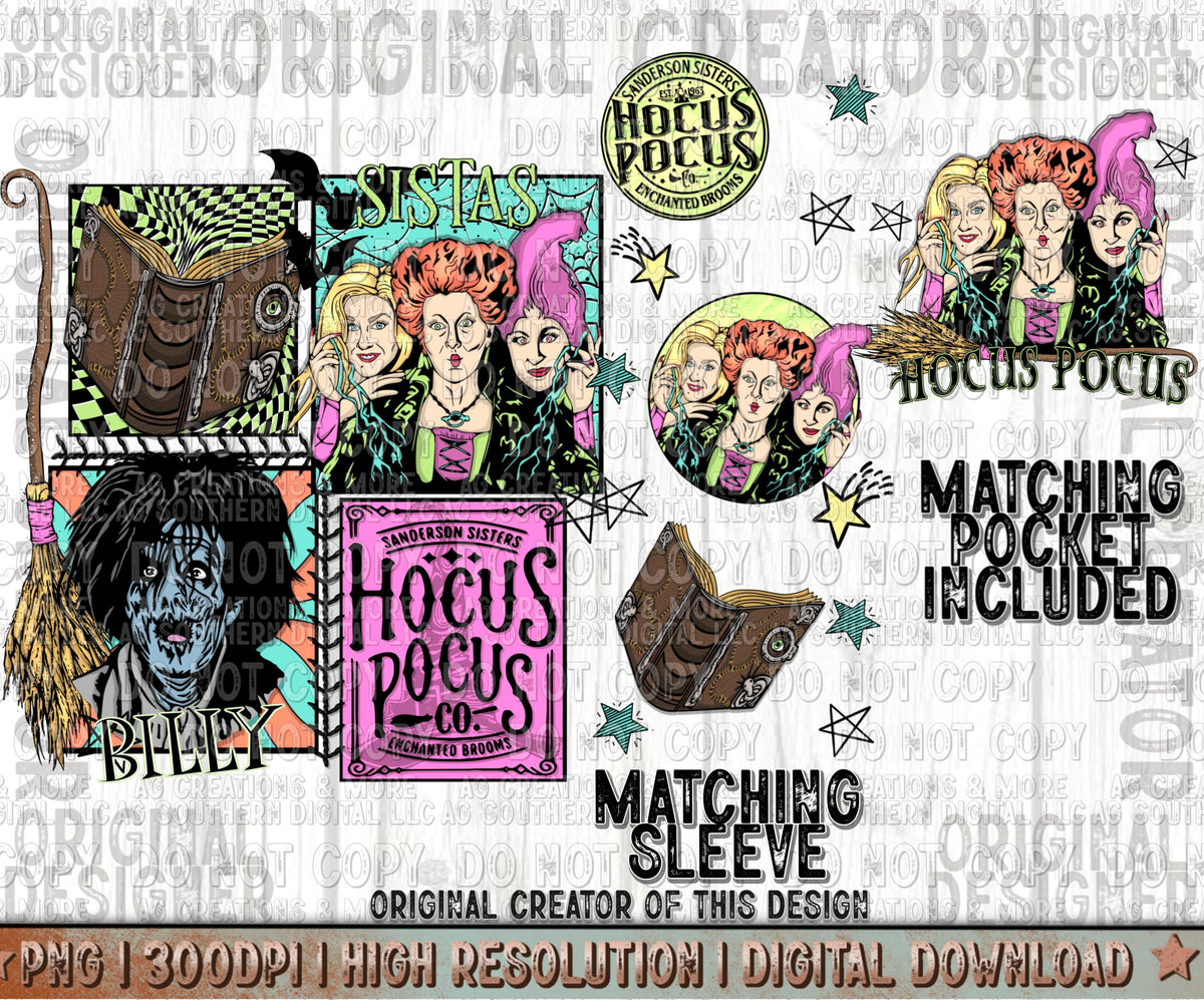 Halloween Ladies Pocket and sleeve Set Digital Download PNG