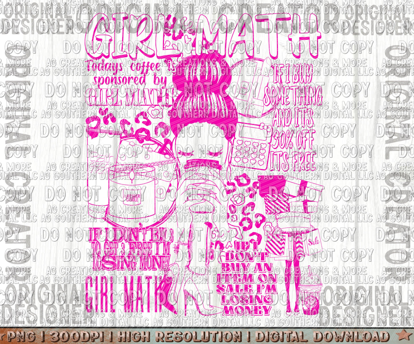 Girl Math Single Color Digital Download