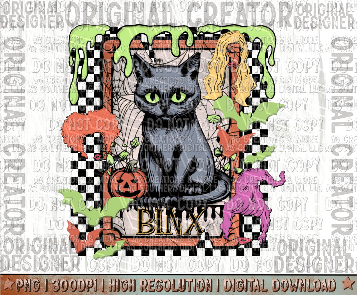 Black spooky cat Digital Download PNG