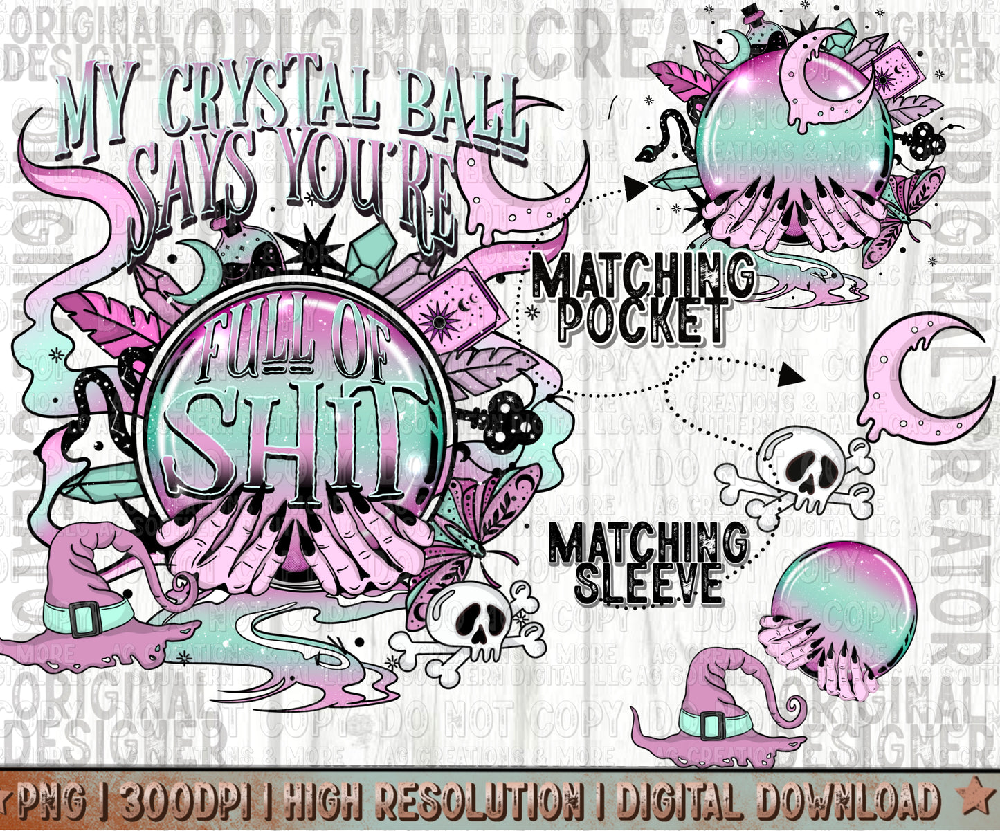 My Crystal Ball Pocket and Sleeve set Digital Download PNG