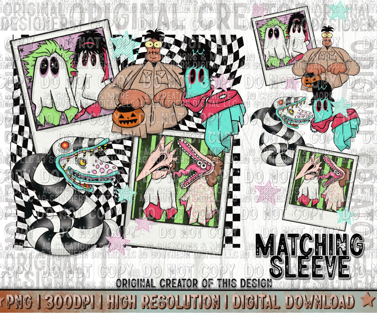 80's Movie Character Ghost Sleeve Set Digital Download PNG