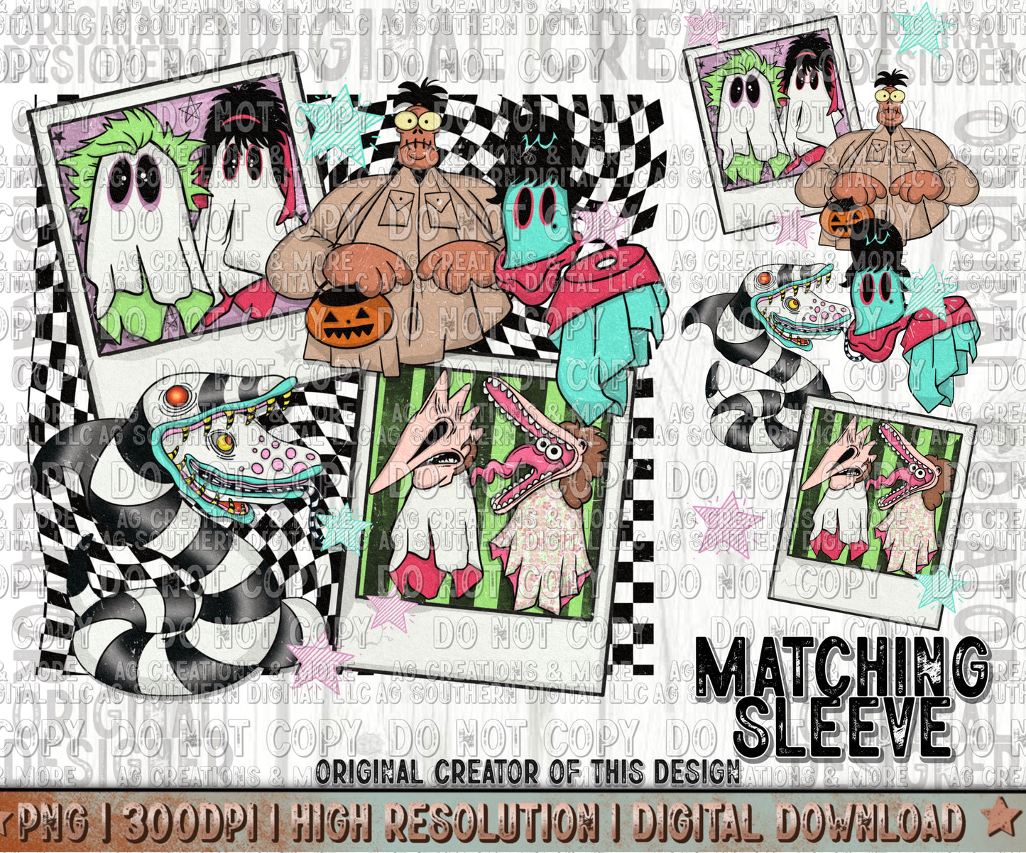 80's Movie Character Ghost Sleeve Set Digital Download PNG