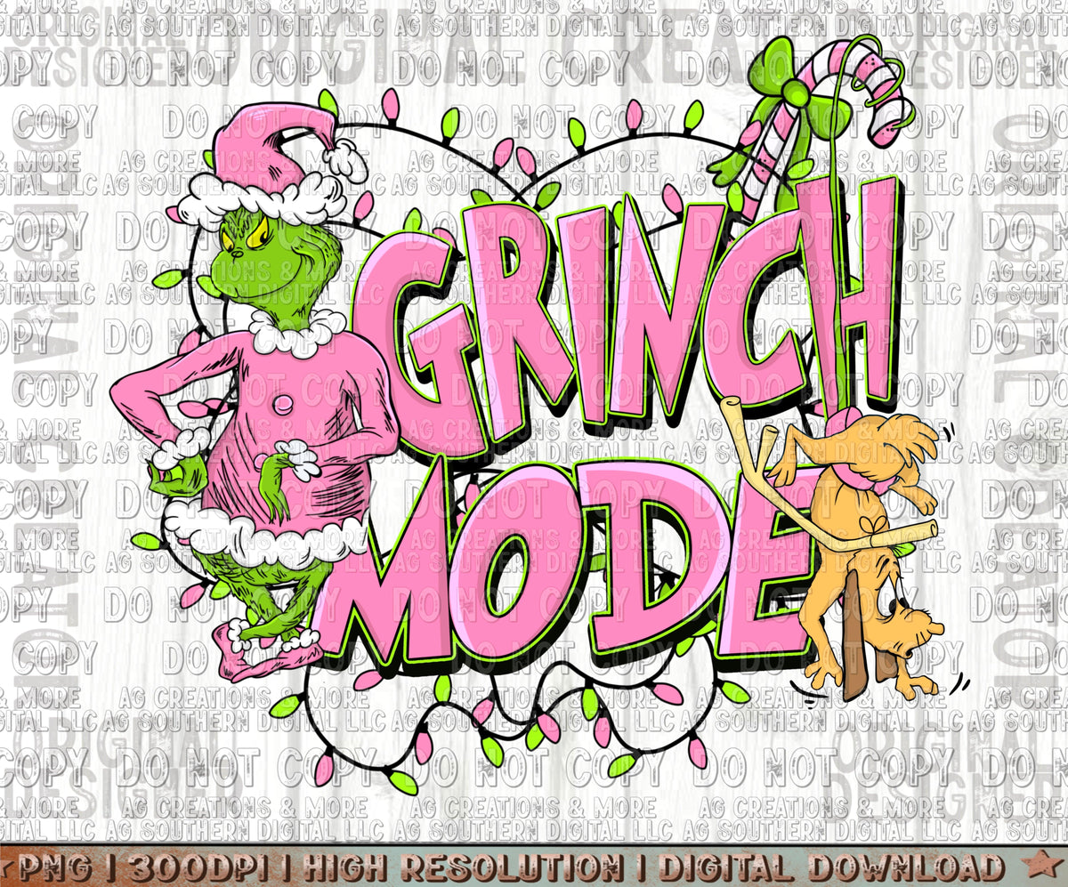 Grinch Mode Christmas Digital Download PNG