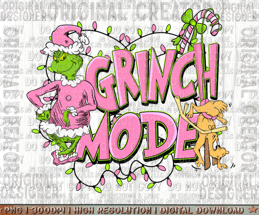 Grinch Mode Christmas Digital Download PNG