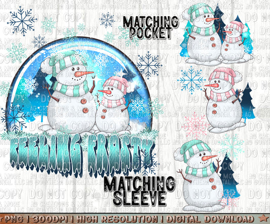 Christmas Feeling Frosty Pocket/ Sleeve Set Digital Download PNG