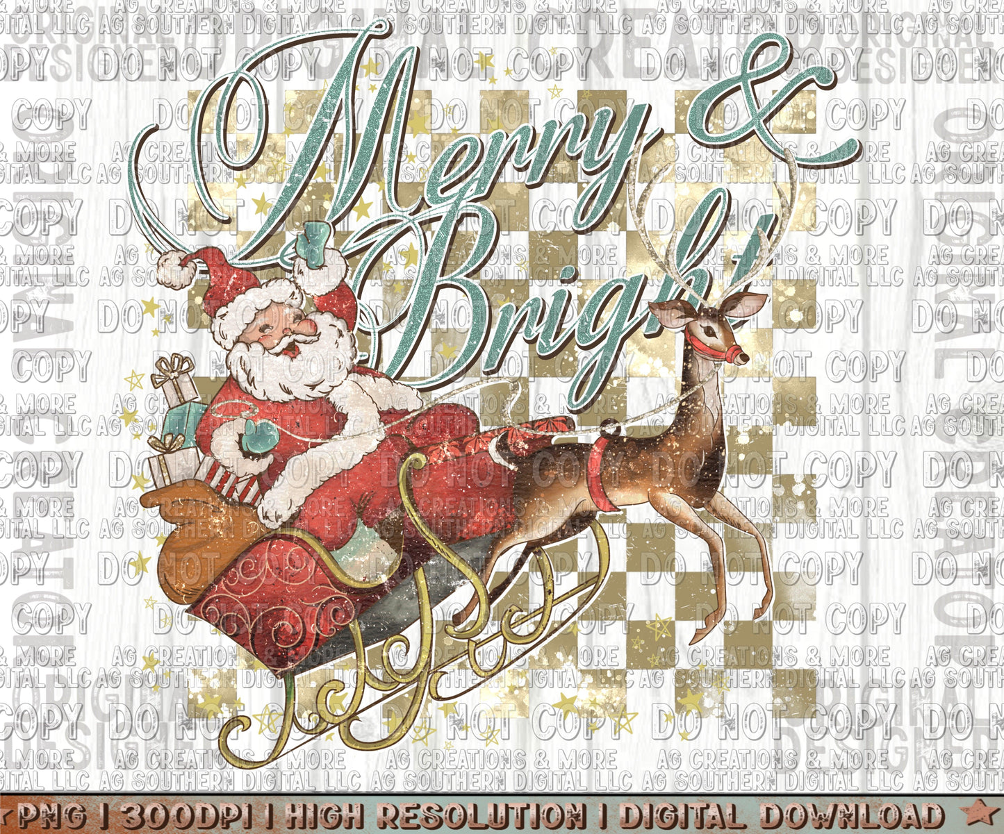 Christmas Merry & Bright Digital Download PNG