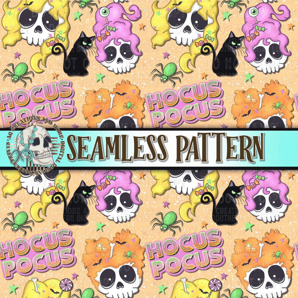 Funny Skulls Seamless Pattern