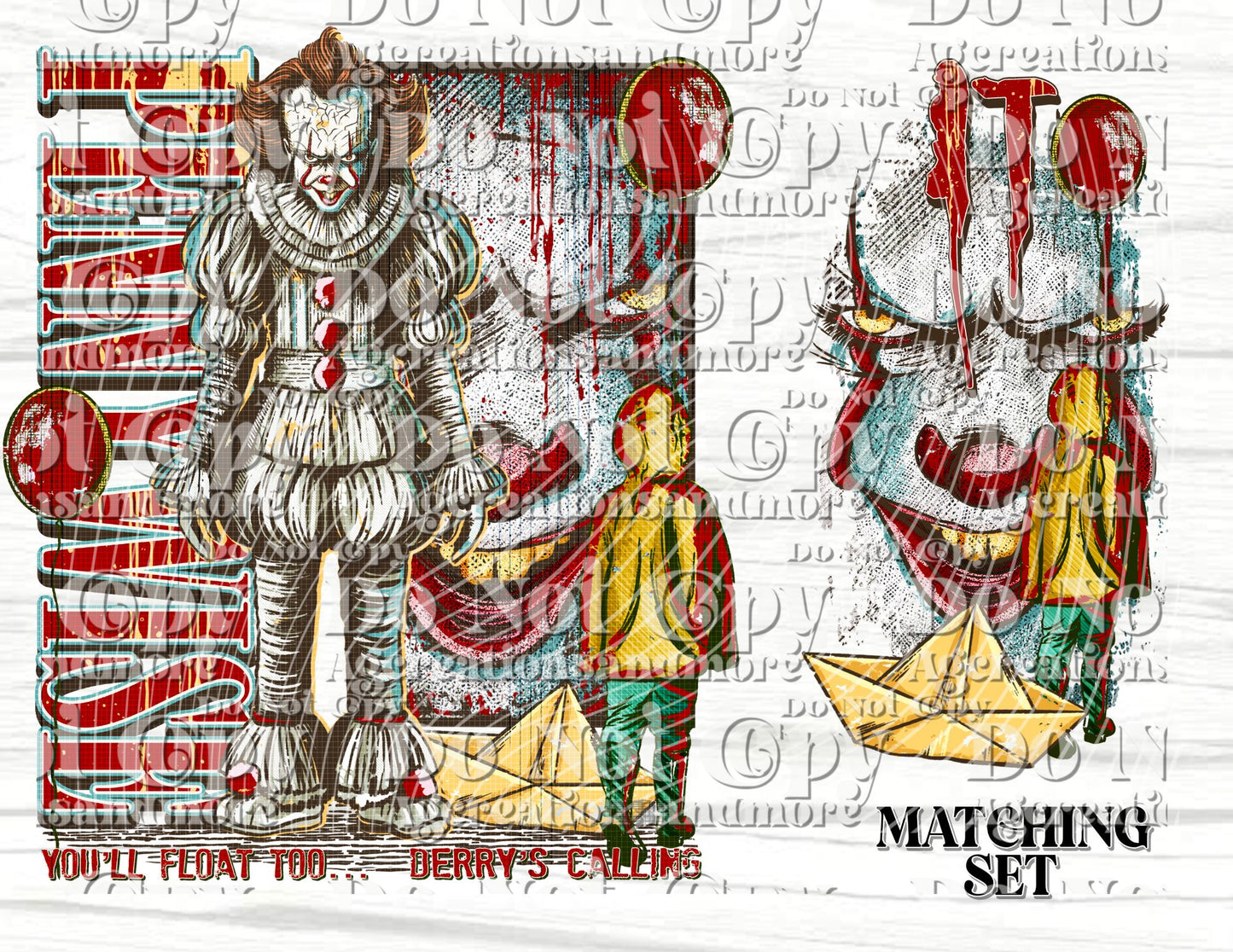 Pennywise - IT RED - Clown horror set digital download png