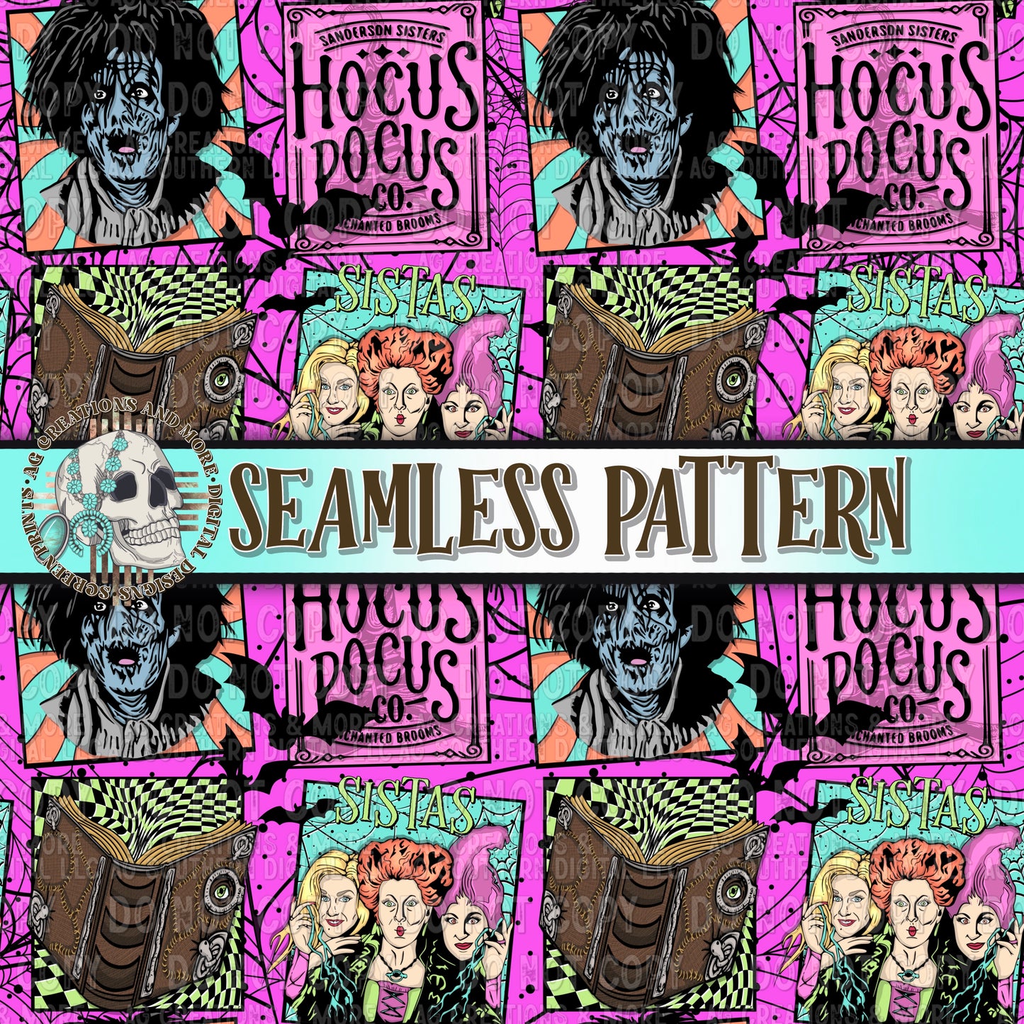 Sista's and Zombie Seamless Pattern