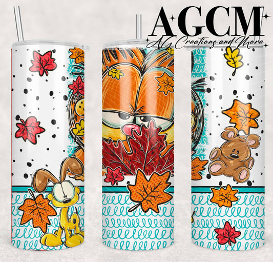 Fall Orange Cat 20oz Tumbler Design | Instant PNG Digital File
