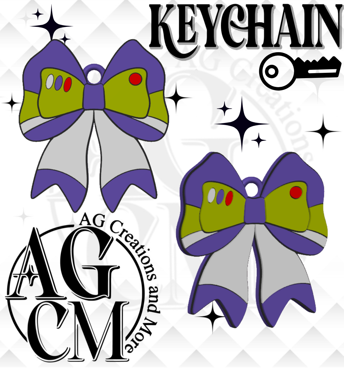 Purple Bow  3D Keychain STL / 3MF Files
