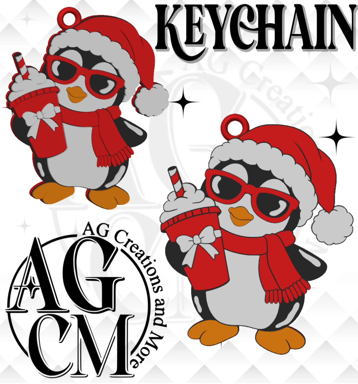 Penguin 3D Keychain STL / 3MF Files