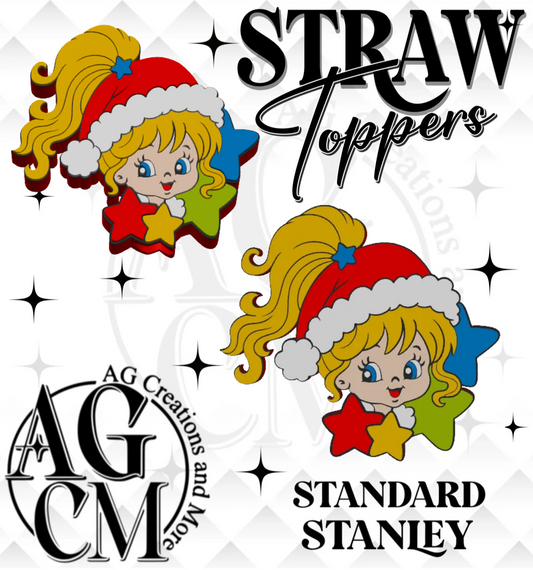Rainbow Girl Christmas 3D Straw Topper 3MF File