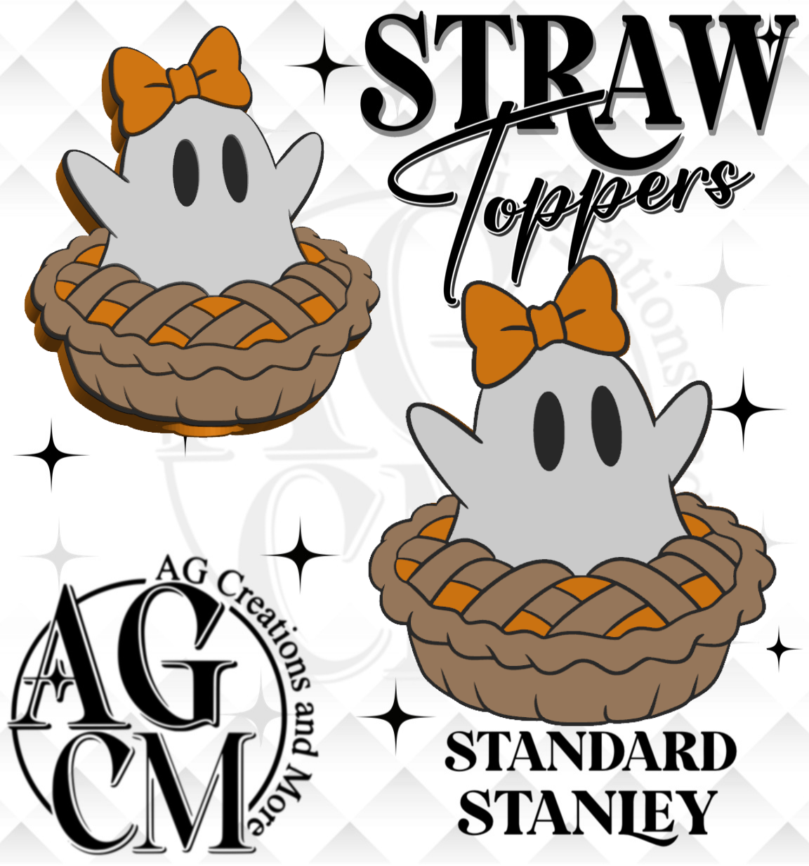 Ghost Pie 3D Straw Topper (wholesale)