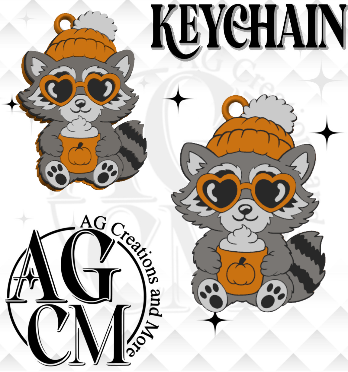 Fall Racoon 3D Keychain (wholesale)