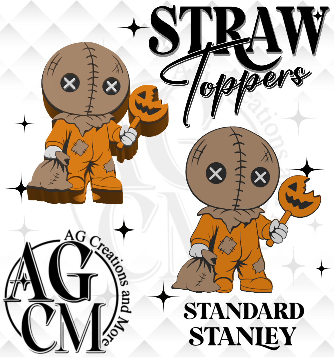 Trick or Treat 3D Straw Topper 3MF File