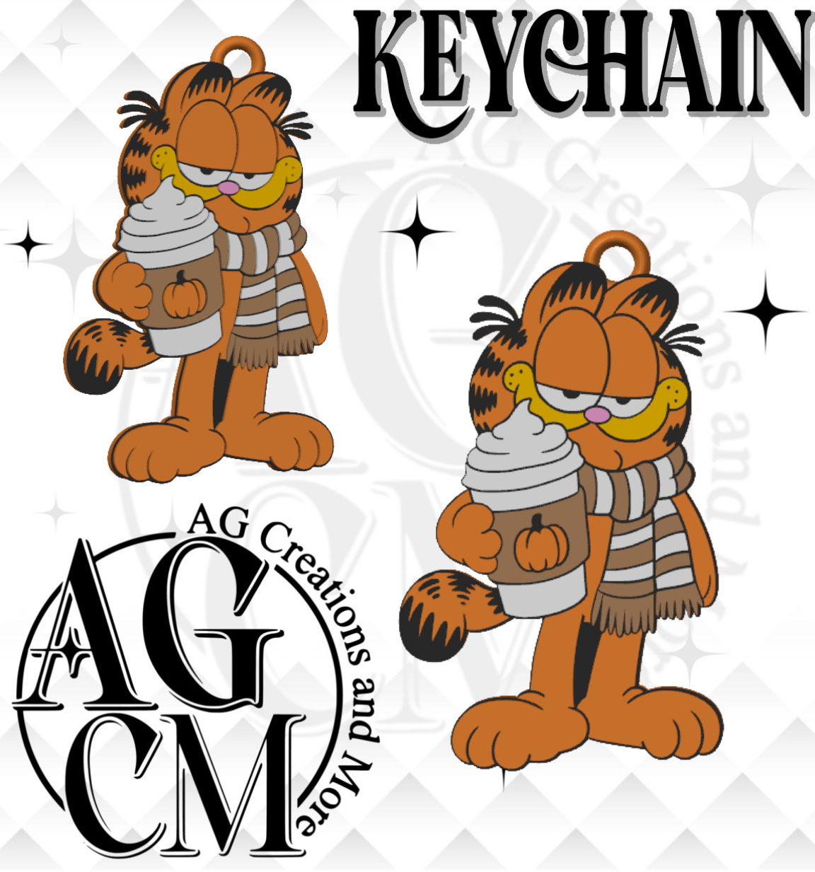 Fall Orange Cat 3D Keychain STL / 3MF Files